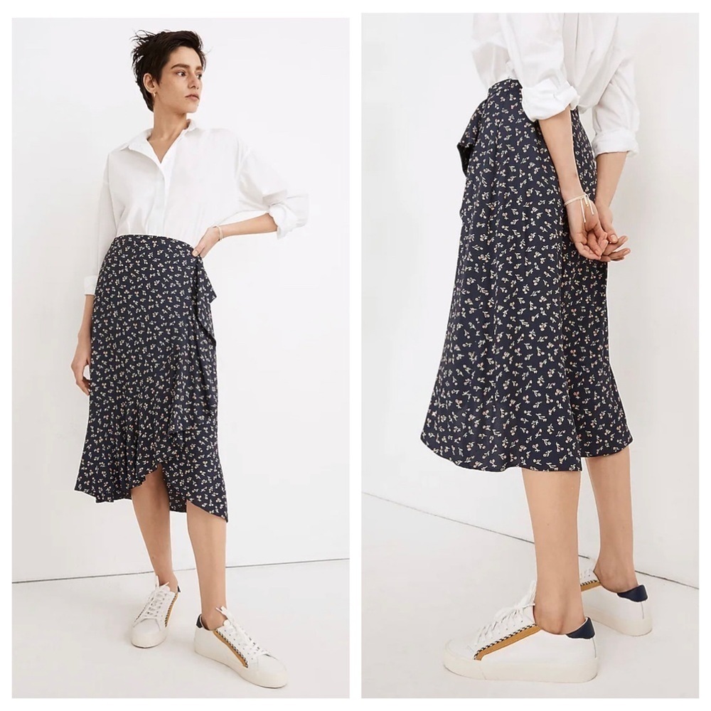 Madewell Ruffle-Wrap Midi Skirt in Spring Fling 15747